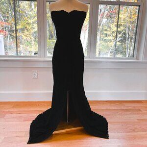 Jill Stuart Black Lace & Dark Green Satin Formal Sleeveless Gown